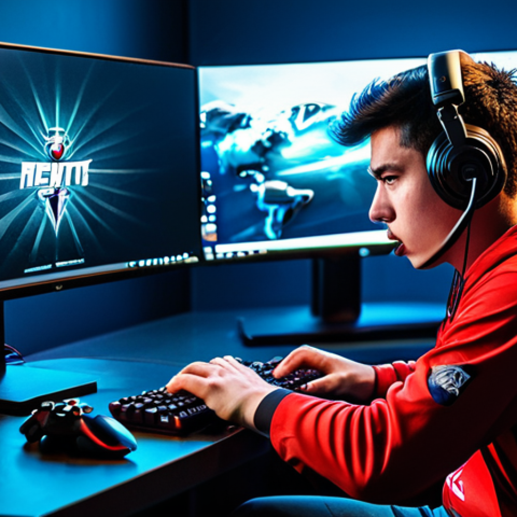 LOL 팀파이트 조합 - Aggressive Early Game** "A determined esports player, fully clothed in a professional gaming jersey...