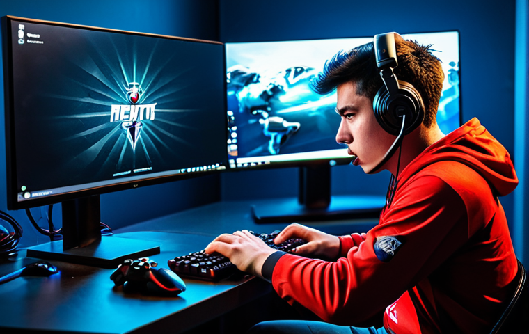 LOL 팀파이트 조합 - Aggressive Early Game** "A determined esports player, fully clothed in a professional gaming jersey...