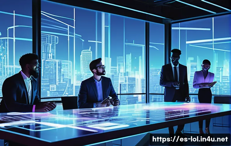 LOL 팀워크 향상법 - **"Synergy in Motion"** A vibrant, dynamic illustration depicting a diverse group of professiona...