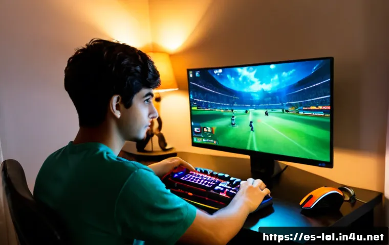 LOL 초보자용 기본 가이드 - Photorealistic young Spanish-speaking gamer learning a fantasy multiplayer battle arena game at a cl...